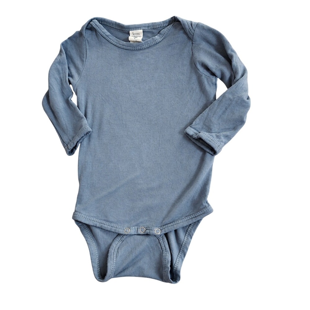 Kate Quinn 6-12M Blue Modal Spandex Long Sleeve Lap Neck Bodysuit Bamboo Feel